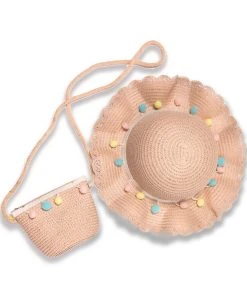 TRISH SCULLY Accessories POM-POM HAT & PURSE SET PINK