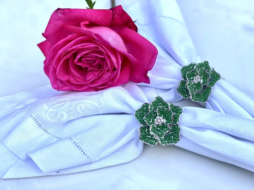 TRISH SCULLY Napkin Rings LA FLEUR VERTE SET OF 2