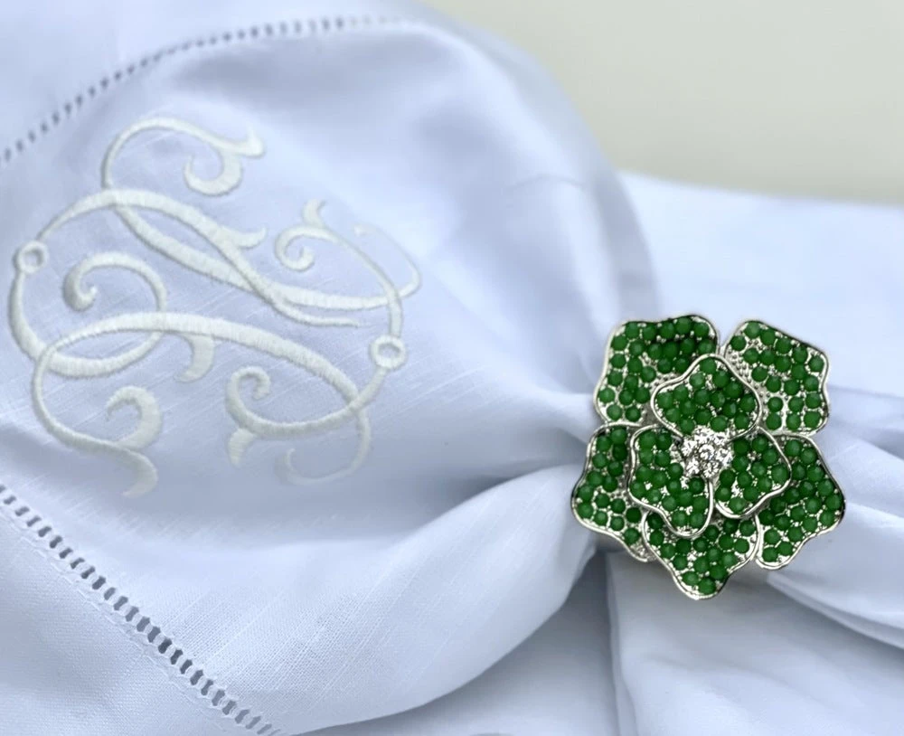 TRISH SCULLY Napkin Rings LA FLEUR VERTE SET OF 2