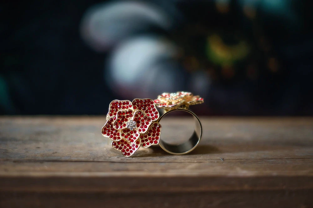 TRISH SCULLY ROSE ROUGE NAPKIN RING SET OF 2 HOME