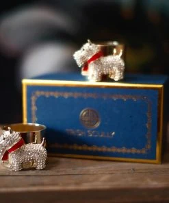 TRISH SCULLY HOME SCOTTIE DOG NAPKIN RING SET OF 2