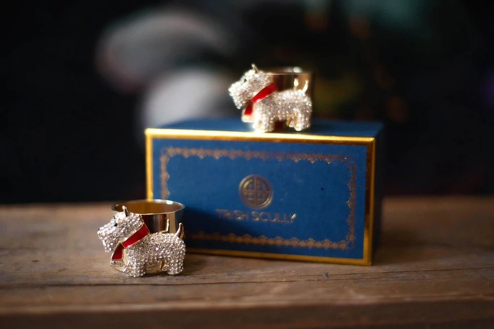 TRISH SCULLY HOME SCOTTIE DOG NAPKIN RING SET OF 2
