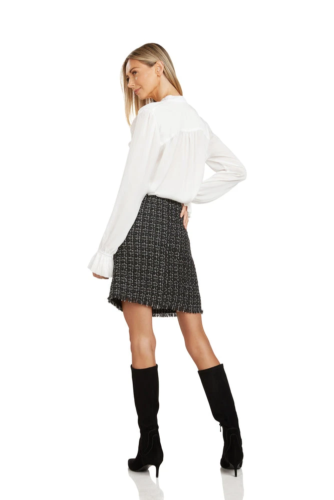 TRISH SCULLY HOME MAYA TUXEDO BLOUSE WINTER WHITE