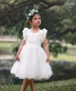 TRISH SCULLY GIRLS BIANCA DRESS WHITE