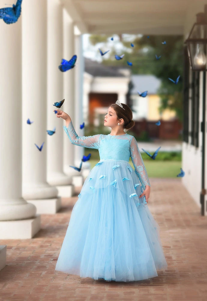 TRISH SCULLY HOME MARIPOSA GOWN BLUE