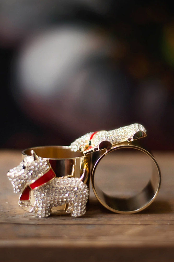 TRISH SCULLY HOME SCOTTIE DOG NAPKIN RING SET OF 2