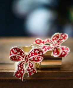 TRISH SCULLY HOME CRIMSON BOW SET OF 2