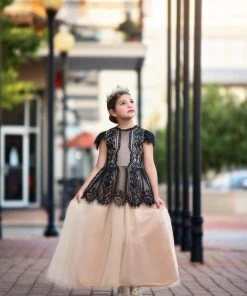 TRISH SCULLY HOME GIRLS GWENDOLYN GOWN BLACK/NATURAL