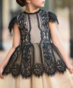 TRISH SCULLY HOME GIRLS GWENDOLYN GOWN BLACK/NATURAL