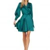 TRISH SCULLY ALBERTINE WRAP DRESS TEAL WOMEN