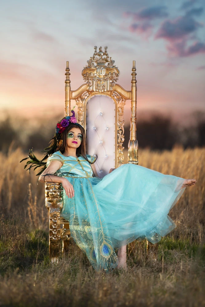 TRISH SCULLY PEACOCK PRINCESS GOWN SALE