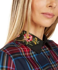 TRISH SCULLY HOME TRACY EMBROIDERED COLLAR TARTAN DRESS