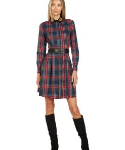 TRISH SCULLY HOME TRACY EMBROIDERED COLLAR TARTAN DRESS