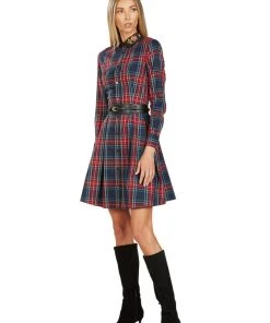 TRISH SCULLY HOME TRACY EMBROIDERED COLLAR TARTAN DRESS