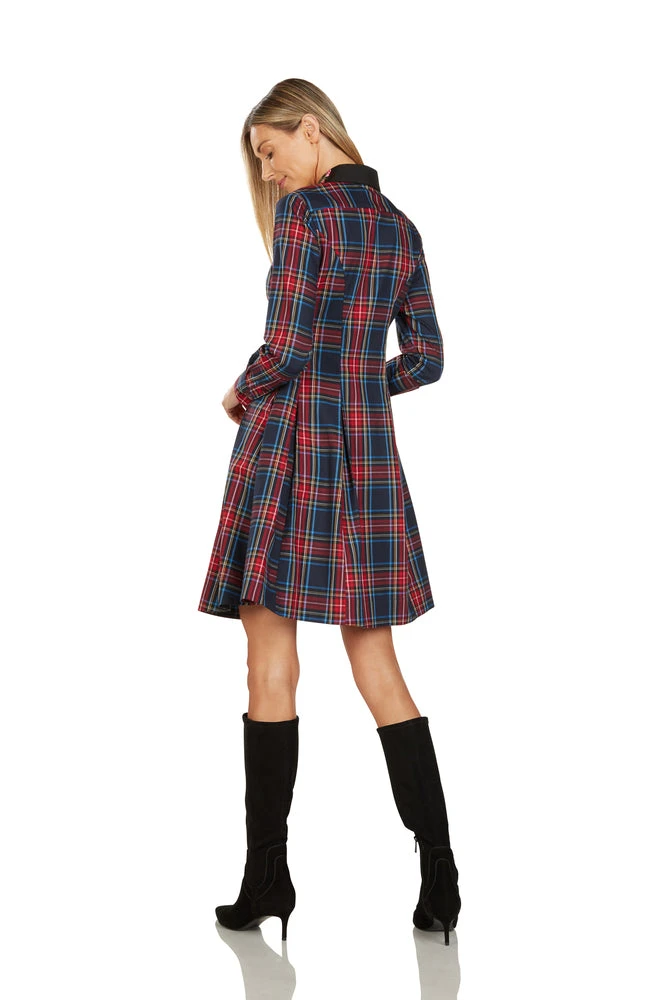 TRISH SCULLY HOME TRACY EMBROIDERED COLLAR TARTAN DRESS