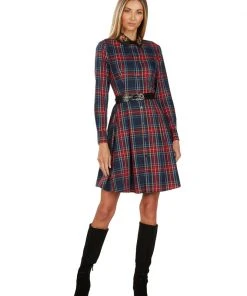 TRISH SCULLY HOME TRACY EMBROIDERED COLLAR TARTAN DRESS
