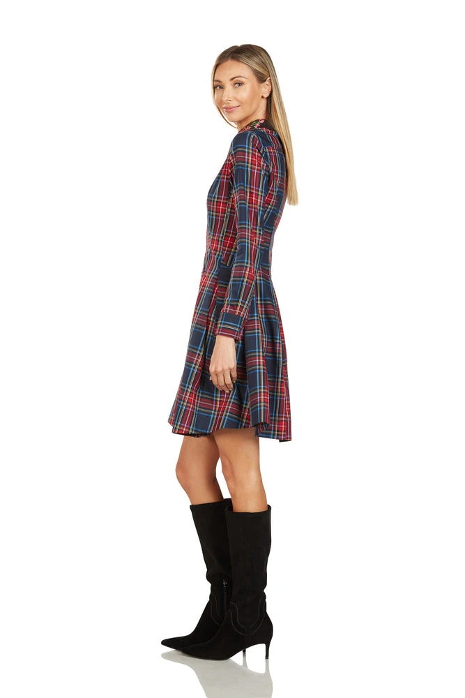 TRISH SCULLY HOME TRACY EMBROIDERED COLLAR TARTAN DRESS