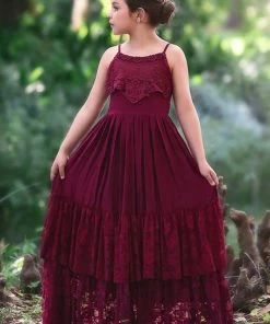 TRISH SCULLY GIRLS ALEXANDRA MAXI DRESS WINE