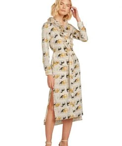 TRISH SCULLY LEA BUTTON DOWN MAXI DRESS EQUESTRIAN PRINT