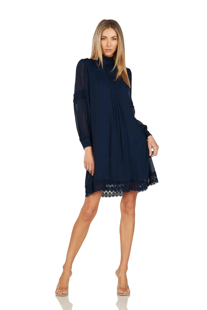 TRISH SCULLY HOME THEODORA SHIFT DRESS NAVY BLUE