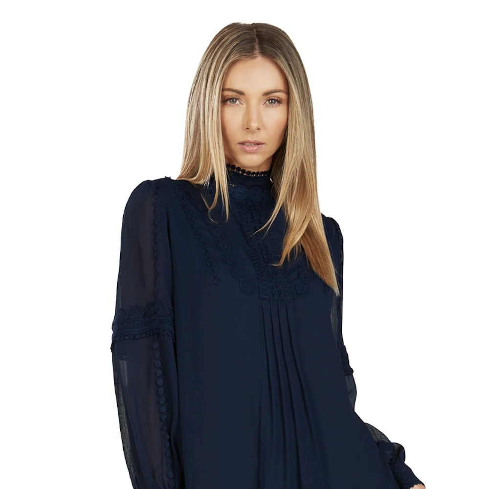 TRISH SCULLY HOME THEODORA SHIFT DRESS NAVY BLUE