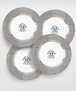 TRISH SCULLY HOME GLEN PLAID APPETIZER PLATES-4PC. SET