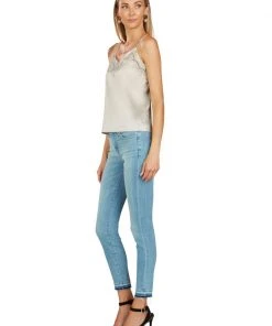 TRISH SCULLY HOME VICTORIA EMBROIDERED SATIN CAMISOLE IVORY WOMEN