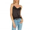 TRISH SCULLY HOME WOMEN VICTORIA EMBROIDERED SATIN CAMISOLE BLACK