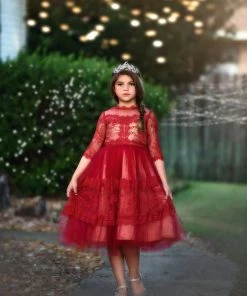 TRISH SCULLY AIMEE DRESS CRIMSON Girls 2T-6