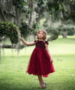 TRISH SCULLY HOME DELILAH DRESS WINE GIRLS