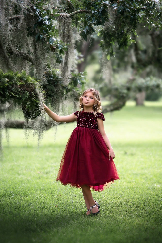 TRISH SCULLY HOME DELILAH DRESS WINE GIRLS