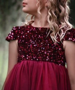 TRISH SCULLY HOME DELILAH DRESS WINE GIRLS