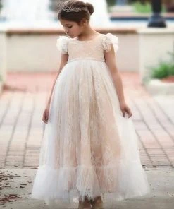 TRISH SCULLY HOME GIRLS CLARA GOWN BUTTERSCOTCH