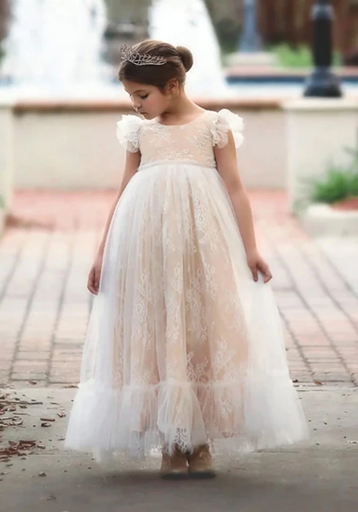 TRISH SCULLY HOME GIRLS CLARA GOWN BUTTERSCOTCH