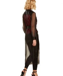 TRISH SCULLY HOME GIULIANA BUTTON DOWN DUSTER BLACK WOMEN