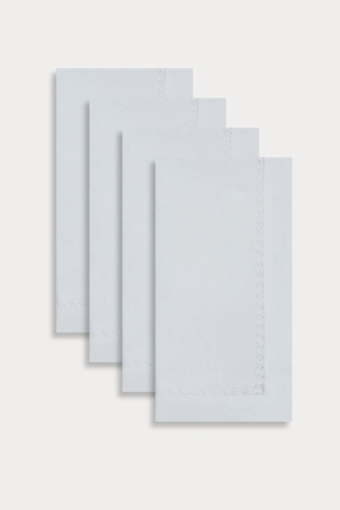 TRISH SCULLY HOME CORTONA LINEN HAND STITCHED NAPKIN SET OF 4