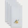 TRISH SCULLY HOME HAND EMBROIDERED LEMON NAPKIN SET OF 4