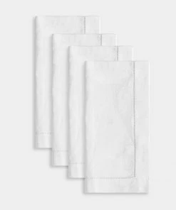 TRISH SCULLY HOME MILANO WHITE JACQUARD NAPKINS SET OF 4