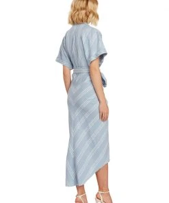 TRISH SCULLY WOMEN ELOISE BUTTON FRONT DRESS CHAMBRAY BLUE