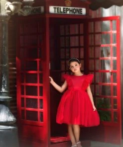 TRISH SCULLY MILLY DRESS CRIMSON GIRLS