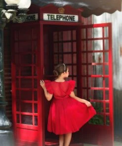 TRISH SCULLY MILLY DRESS CRIMSON GIRLS