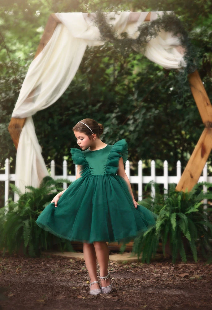 TRISH SCULLY GIRLS MILLY DRESS EMERALD