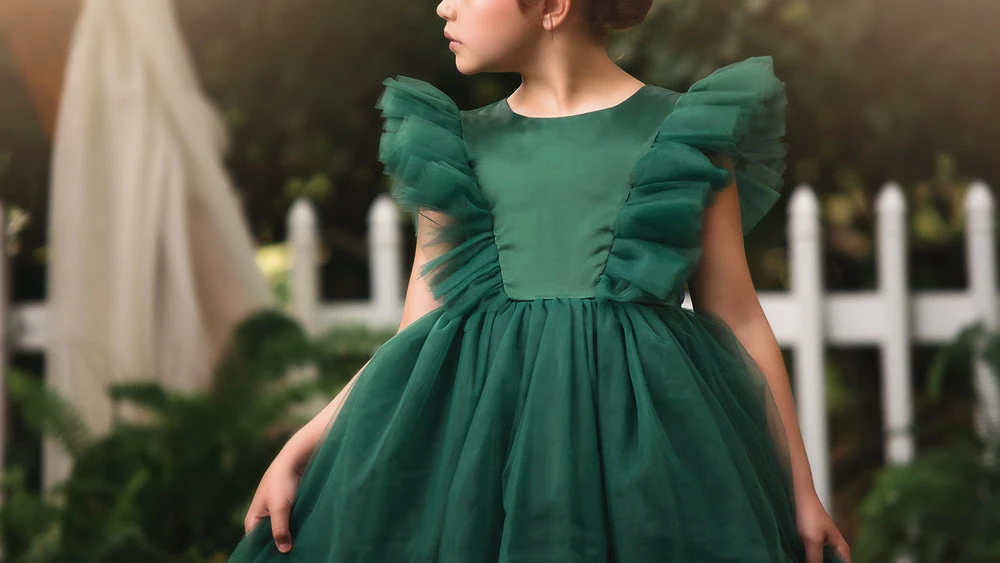 TRISH SCULLY GIRLS MILLY DRESS EMERALD