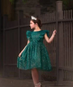 TRISH SCULLY MILLY DRESS EMERALD SPARKLE