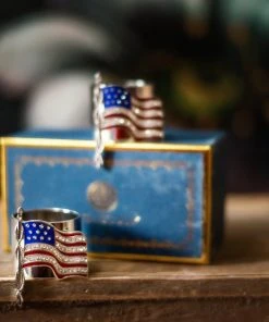 TRISH SCULLY AMERICAN FLAG NAPKIN RING SET OF 2 HOME