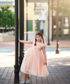 TRISH SCULLY KATRINA DRESS PEACHY PINK Flower Girl