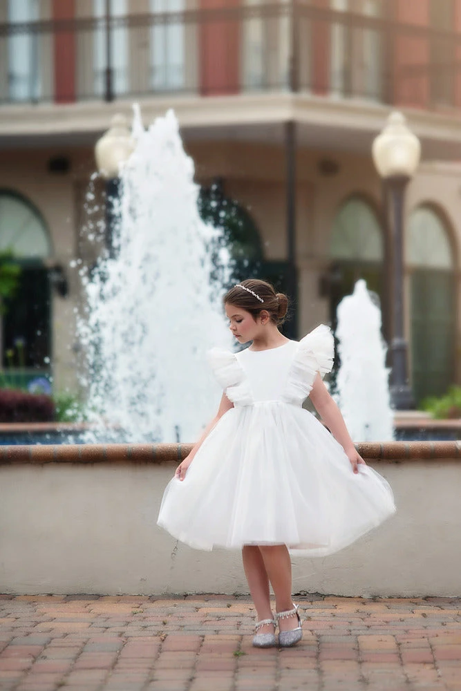 TRISH SCULLY GIRLS MILLY DRESS WHITE