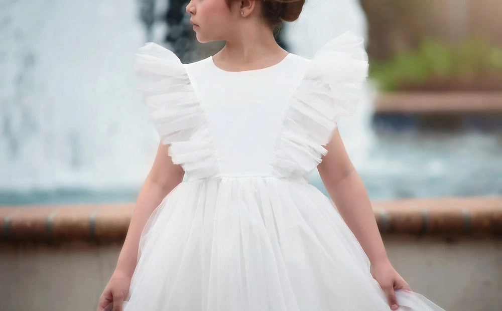 TRISH SCULLY GIRLS MILLY DRESS WHITE