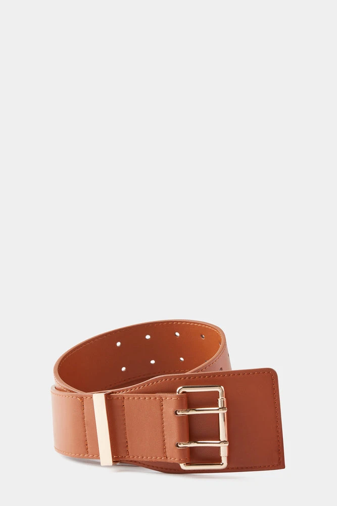 TRISH SCULLY NAYA WIDE LEATHER BELT SADDLE