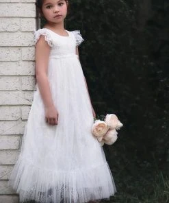 TRISH SCULLY HOME GIRLS CLARA GOWN WHITE